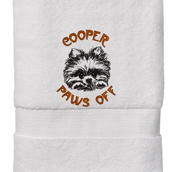 Hand Personalized Embroidered Pet Hand Towel with your Pet’s  name. Dog cat fish - Picture 5 of 17